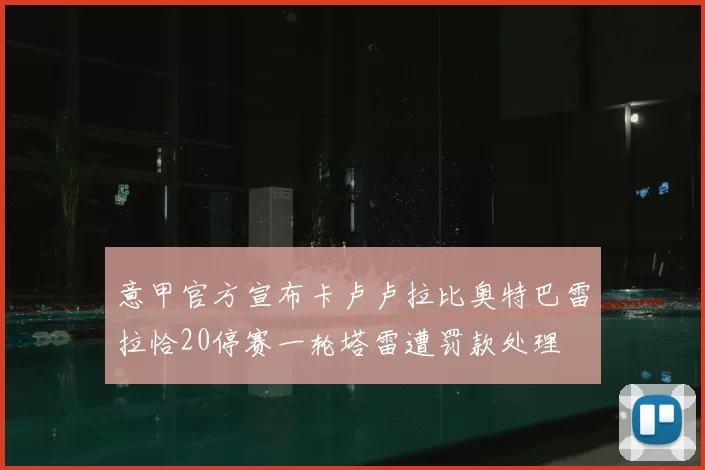意甲官方宣布卡卢卢拉比奥特巴雷拉恰20停赛一轮塔雷遭罚款处理
